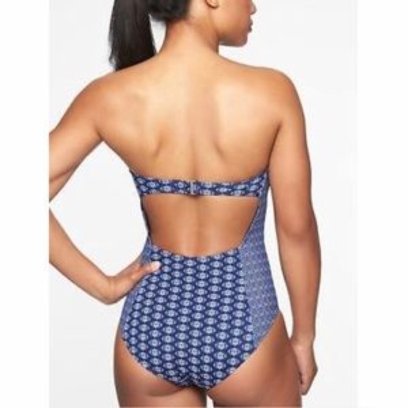 Athleta Tangier Cutout Swimsuit, M, Blue Tile - Picture 2 of 7
